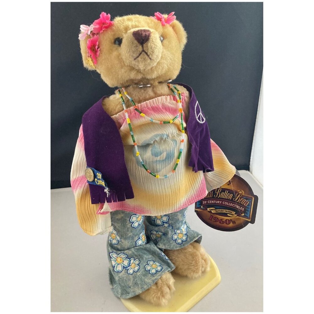 RARE Vintage Brass Button Bear 1960's